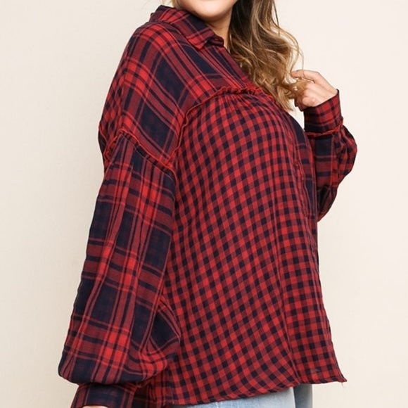 Plaid & Check Print Long Sleeve Button Up Shirt XL - Picture 5 of 8